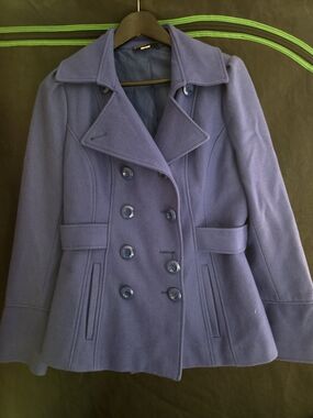Women's Double-Breasted Royal Blue Peacoat Jacket